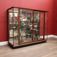 Load image into Gallery viewer, Antique Australian Maple Mirror Back Museum Specimen Cabinet or Display Cupboard with Glass Shelves. B12434
