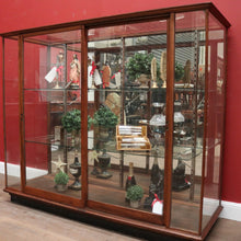 Load image into Gallery viewer, Antique Australian Maple Mirror Back Museum Specimen Cabinet or Display Cupboard with Glass Shelves. B12434
