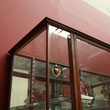 Load image into Gallery viewer, Antique Australian Maple Mirror Back Museum Specimen Cabinet or Display Cupboard with Glass Shelves. B12434
