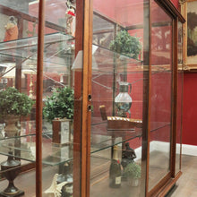 Load image into Gallery viewer, Antique Australian Maple Mirror Back Museum Specimen Cabinet or Display Cupboard with Glass Shelves. B12434
