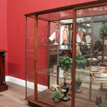 Load image into Gallery viewer, Antique Australian Maple Mirror Back Museum Specimen Cabinet or Display Cupboard with Glass Shelves. B12434
