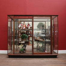 Load image into Gallery viewer, Antique Australian Maple Mirror Back Museum Specimen Cabinet or Display Cupboard with Glass Shelves. B12434
