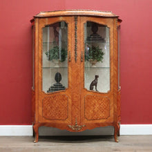 Load image into Gallery viewer, French Louis XVth Style Walnut &amp; Marquetry Inlaid Two-Door Display Vitrine, or China Display Cabinet.B11957
