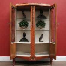 Load image into Gallery viewer, French Louis XVth Style Walnut &amp; Marquetry Inlaid Two-Door Display Vitrine, or China Display Cabinet.B11957
