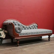 Load image into Gallery viewer, Antique Australian Cedar Chaise, Green Floral Fabric, Single Ended Chaise, Lounge, or Settee B12075
