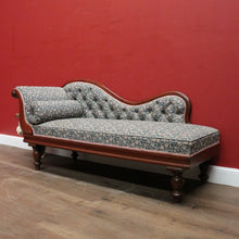 Load image into Gallery viewer, Antique Australian Cedar Chaise, Green Floral Fabric, Single Ended Chaise, Lounge, or Settee B12075
