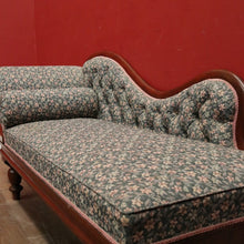 Load image into Gallery viewer, Antique Australian Cedar Chaise, Green Floral Fabric, Single Ended Chaise, Lounge, or Settee B12075
