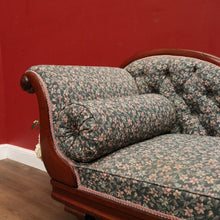 Load image into Gallery viewer, Antique Australian Cedar Chaise, Green Floral Fabric, Single Ended Chaise, Lounge, or Settee B12075
