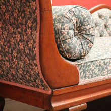 Load image into Gallery viewer, Antique Australian Cedar Chaise, Green Floral Fabric, Single Ended Chaise, Lounge, or Settee B12075
