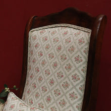 Load image into Gallery viewer, Vintage English Mahogany, Cream fabric with rose Floral detail Lades Rocking Chair. B12078
