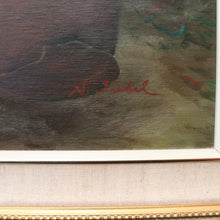 Load image into Gallery viewer, Framed Oil on Board, European Girl Sitting at the Well, Signed to the bottom right. B12070
