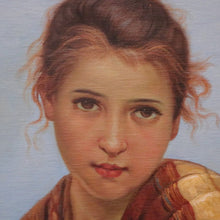 Load image into Gallery viewer, Framed Oil on Board, European Girl Sitting at the Well, Signed to the bottom right. B12070
