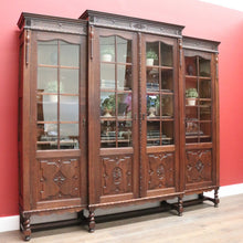 Load image into Gallery viewer, x SOLD Antique French Oak Four-Door Breakfront Bookcase or China Cabinet, Spiral Legs. B11471
