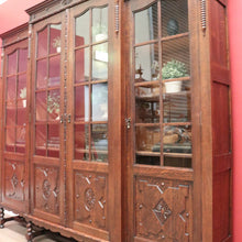 Load image into Gallery viewer, x SOLD Antique French Oak Four-Door Breakfront Bookcase or China Cabinet, Spiral Legs. B11471
