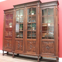 Load image into Gallery viewer, x SOLD Antique French Oak Four-Door Breakfront Bookcase or China Cabinet, Spiral Legs. B11471
