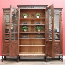 Load image into Gallery viewer, x SOLD Antique French Oak Four-Door Breakfront Bookcase or China Cabinet, Spiral Legs. B11471
