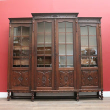 Load image into Gallery viewer, x SOLD Antique French Oak Four-Door Breakfront Bookcase or China Cabinet, Spiral Legs. B11471
