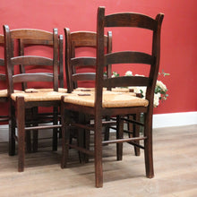 Load image into Gallery viewer, Antique Chairs, Set of Six Antique French Oak and Rush Ladder Back Kitchen or Dining Chairs. B11418
