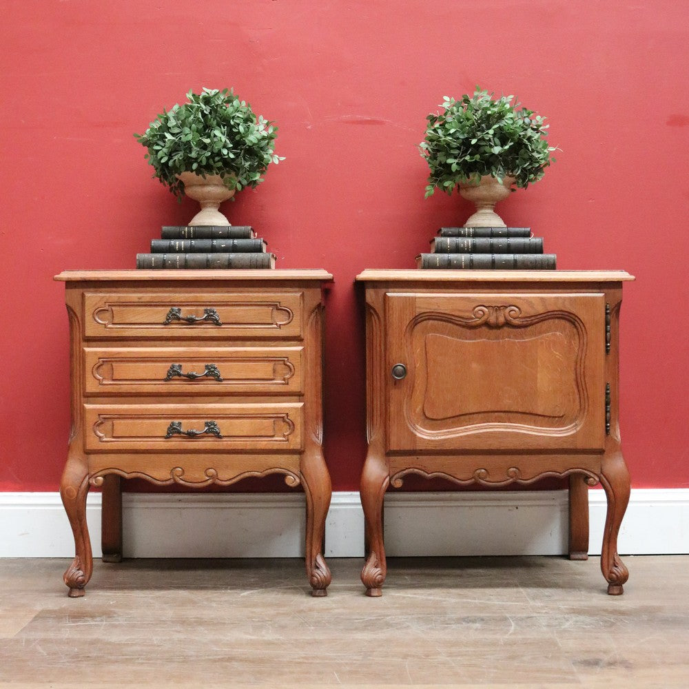 x SOLD Pair of Antique French Oak Bedside Cabinet or Lamp or Side Cupboards. B11448