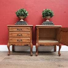 Load image into Gallery viewer, x SOLD Pair of Antique French Oak Bedside Cabinet or Lamp or Side Cupboards. B11448

