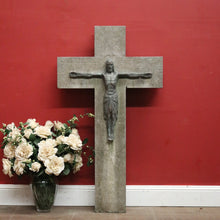 Load image into Gallery viewer, On hold 27.09.24 Bluestone Cross or Crucifix with Bronze Statue of Jesus. B12119
