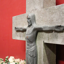 Load image into Gallery viewer, On hold 27.09.24 Bluestone Cross or Crucifix with Bronze Statue of Jesus. B12119
