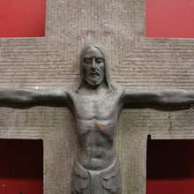 Load image into Gallery viewer, On hold 27.09.24 Bluestone Cross or Crucifix with Bronze Statue of Jesus. B12119
