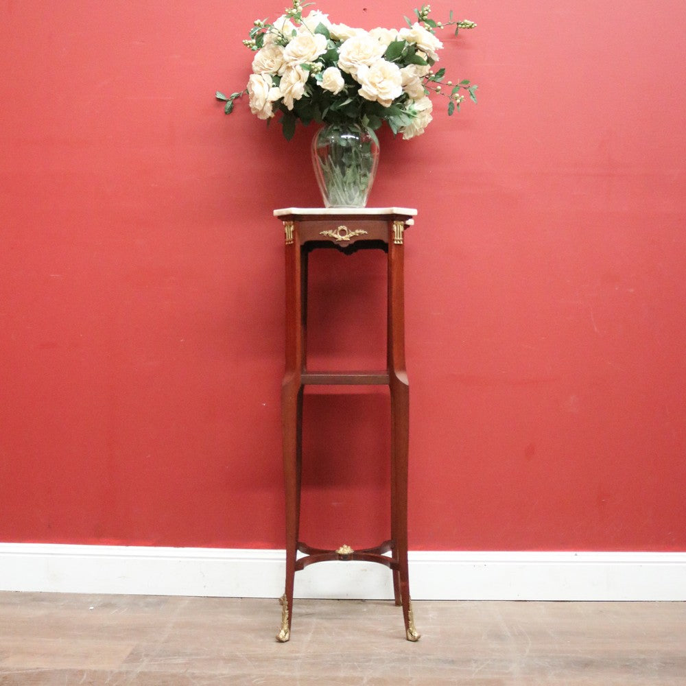 Antique French Mahogany & Marble Jardiniere Stand, Planter or Statue Stand with Gilt Brass Mounts. B12114