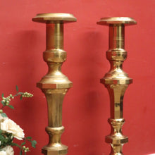 Load image into Gallery viewer, x SOLD Pair of Antique French Gothic Church Brass Gothic Candlestick Holders. B12109
