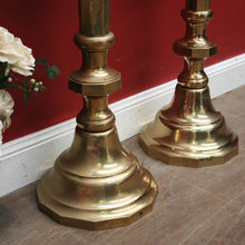 Load image into Gallery viewer, x SOLD Pair of Antique French Gothic Church Brass Gothic Candlestick Holders. B12109
