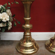 Load image into Gallery viewer, x SOLD Pair of Antique French Gothic Church Brass Gothic Candlestick Holders. B12109
