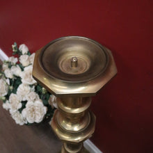 Load image into Gallery viewer, x SOLD Pair of Antique French Gothic Church Brass Gothic Candlestick Holders. B12109
