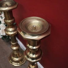 Load image into Gallery viewer, x SOLD Pair of Antique French Gothic Church Brass Gothic Candlestick Holders. B12109
