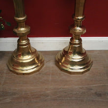 Load image into Gallery viewer, x SOLD Pair of Antique French Gothic Church Brass Gothic Candlestick Holders. B12109
