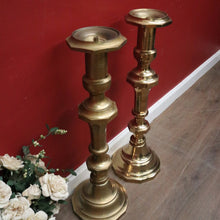 Load image into Gallery viewer, x SOLD Pair of Antique French Gothic Church Brass Gothic Candlestick Holders. B12109
