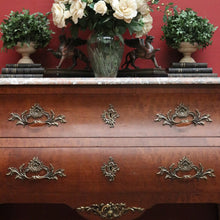 Load image into Gallery viewer, Antique French Walnut and Marble Chest of Drawers or Hall Way Cabinet, Gilt Brass Mounts and Handles. B12087
