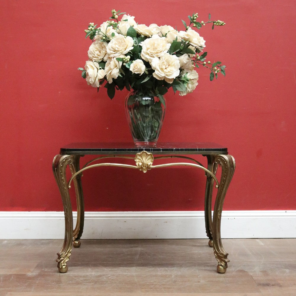 Antique French Brass and Black Marble Top Coffee Table, or Side or Lamp Table. B12117