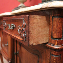 Load image into Gallery viewer, x SOLD Pair of Antique French Oak and Marble Top Bedside Cabinets or Lamp Tables. B12090
