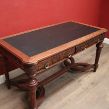 Load image into Gallery viewer, x SOLD Antique French Oak Stretcher base two Drawer Office Desk, Writing Desk, hall Table. B12108
