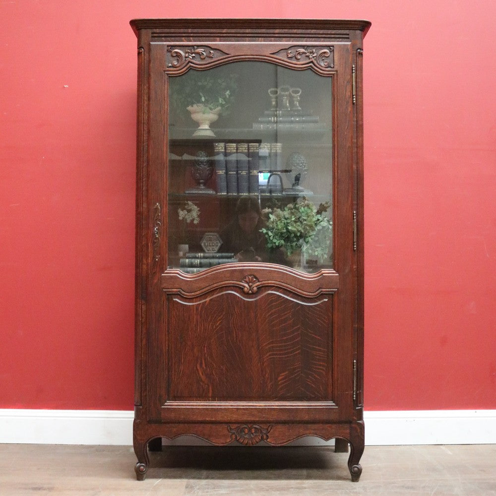 Antique French Oak Single Door China Cabinet, Display Cupboard or Bookcase. B12092