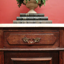 Load image into Gallery viewer, A Pair of Antique French Oak and Marble Bedside Cabinets or Bedside Tables. B12091
