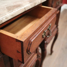 Load image into Gallery viewer, A Pair of Antique French Oak and Marble Bedside Cabinets or Bedside Tables. B12091
