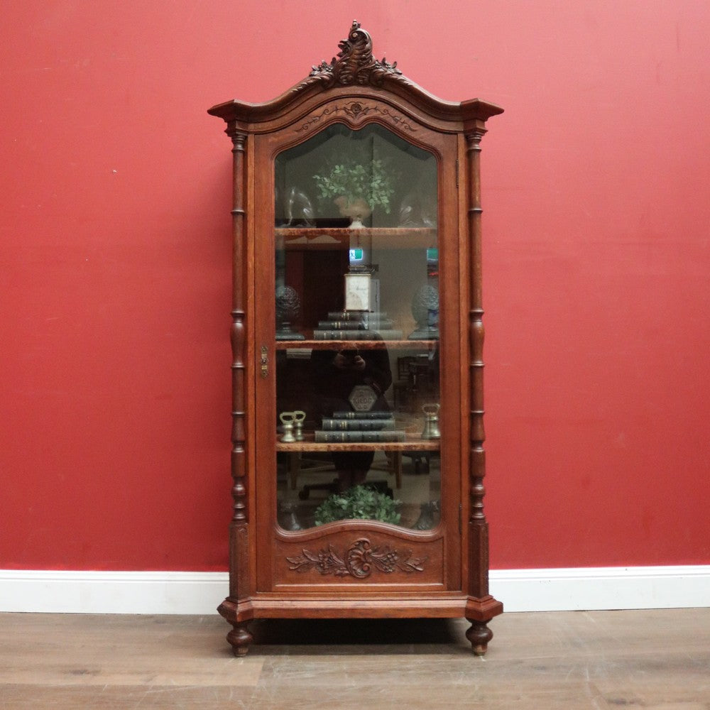 Antique French Oak China Cabinet, Display Cupboard or Bookcase. B12105