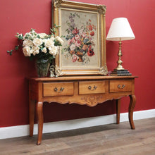 Load image into Gallery viewer, x SOLD French Elm Three-Drawer Hall Table or Console Table with Brass Handles. B12151
