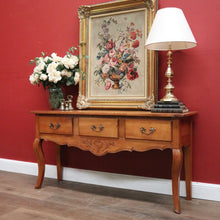 Load image into Gallery viewer, x SOLD French Elm Three-Drawer Hall Table or Console Table with Brass Handles. B12151
