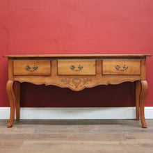 Load image into Gallery viewer, x SOLD French Elm Three-Drawer Hall Table or Console Table with Brass Handles. B12151
