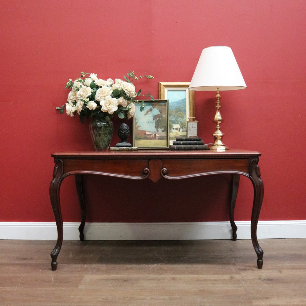 Antique French Mahogany Two Drawer Office Desk, Student Desk or Small Dining Table. B12118