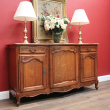 Load image into Gallery viewer, Antique French Oak Three-door, Two-drawer Sideboard Buffet. Three Keys, Parquetry Top. B12134
