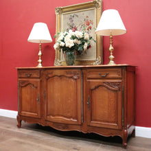 Load image into Gallery viewer, Antique French Oak Three-door, Two-drawer Sideboard Buffet. Three Keys, Parquetry Top. B12134
