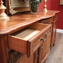 Load image into Gallery viewer, Antique French Oak Three-door, Two-drawer Sideboard Buffet. Three Keys, Parquetry Top. B12134
